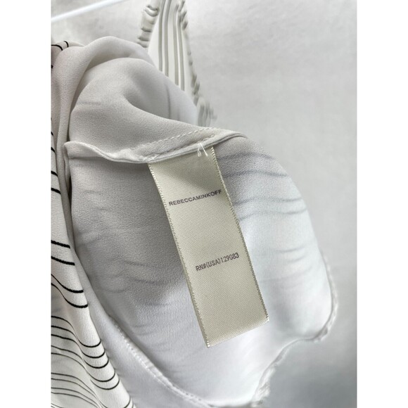 Rebecca Minkoff Ruffle Tiered Dress Women’s Size 0 White Striped Eyelet - Picture 8 of 9